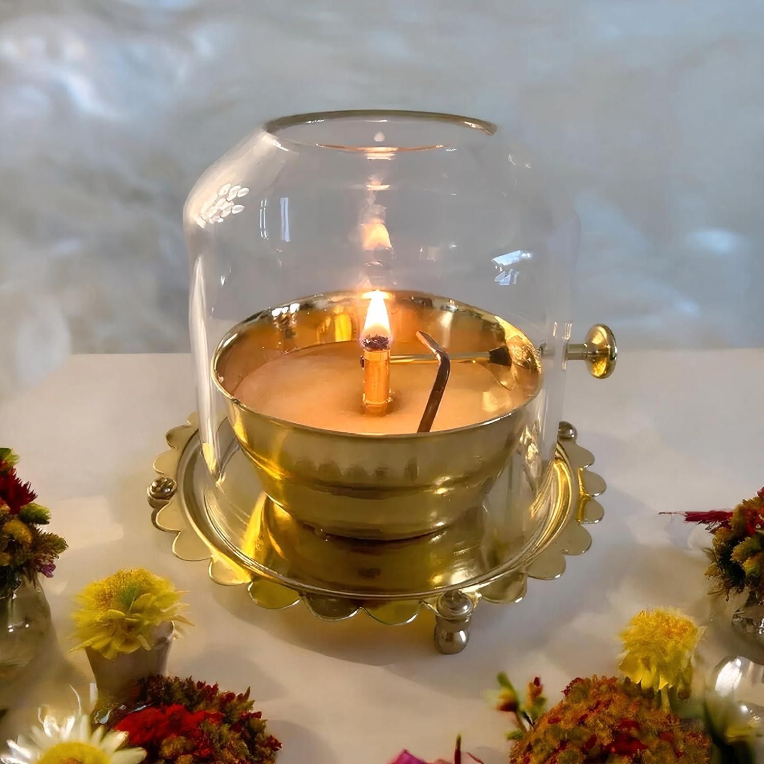 Golden Brass Akhand Diya Oil Lamp for diwali