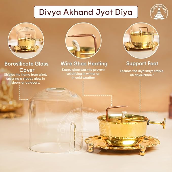 Golden Brass Akhand Diya Oil Lamp for diwali